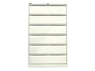 fichekast,HxBxD 1321x800x622mm,drie banen,6lade(n),romp wit,front wit - 2