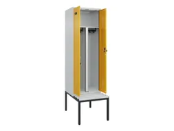 PBM-locker met bank,HxBxD 2120x600x815mm,2vak,vak B 300mm,draaigrendel