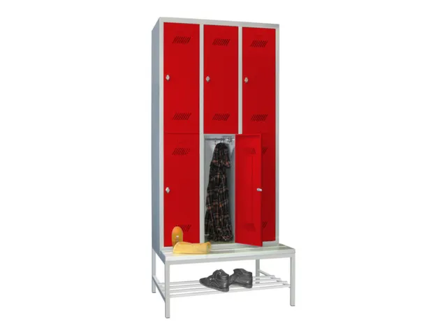 banklocker,dubbeldeks,HxBxD 2150x900x800mm,RAL7035,front RAL3000