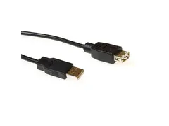 Kabel ACT USB 2.0 A male - USB A female zwart 3 meter