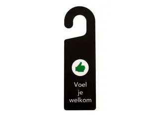 Kunststof deurhanger 250x75mm Voel je welkom - Nu even niet Zwart - 3