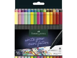 Fineliner Faber-Castell Grip 0,4mm etui 30 stuks pastel, neon, basic a