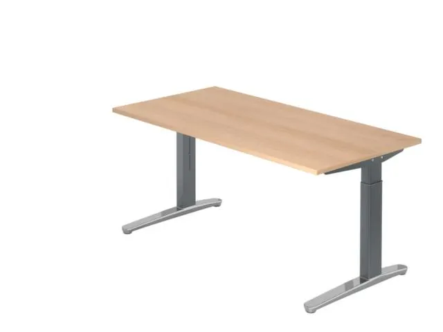 In hoogte verstelbaar bureau,HxBxD 680-850x1600x800mm,blad eiken