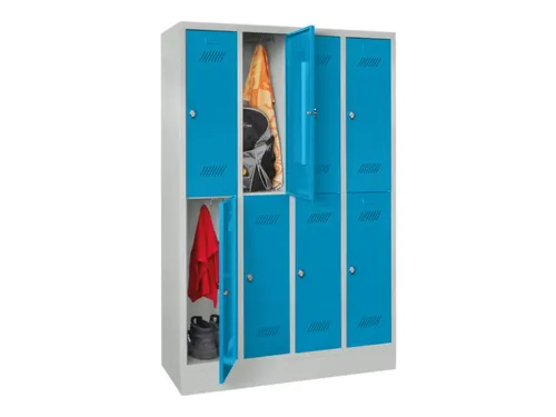 dubbeldekse locker,HxBxD 1850x1200x500mm,4x2vak.,RAL7035,front RAL5012