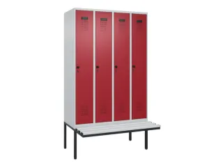 locker met bank,voor scheiding van kleding,HxBxD 2120x1200x815mm,4vak - 2