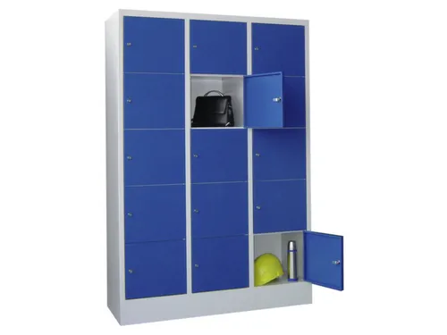 lockerkast,HxBxD 1850x1200x500mm,3x5vakken,RAL7035,front RAL7035