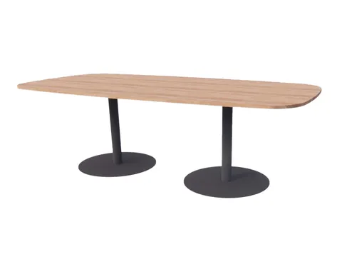 Linesto vergadertafel 240x120 deens ovaal hav/kers 25mm zwart