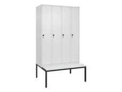 locker met bank,HxBxD 2120x1200x815mm,4vak,vak B 300mm,draaigrendel