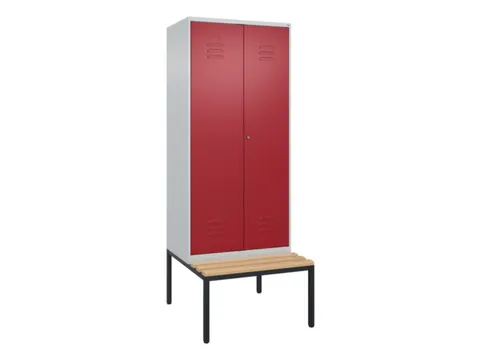 PBM-locker met bank,HxBxD 2120x800x815mm,2vak,vak B 400mm,cil.-slot