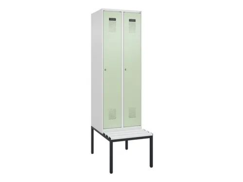 locker met bank,voor scheiding van kleding,HxBxD 2120x600x815mm,2vak