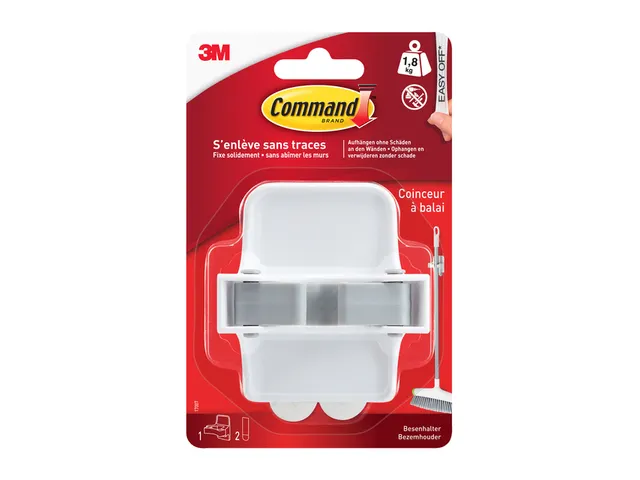 Bezemhouder Command inclusief bevestigingsstrip wit