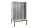 locker met bank,voor scheiding van kleding,HxBxD 2120x1200x815mm,4vak