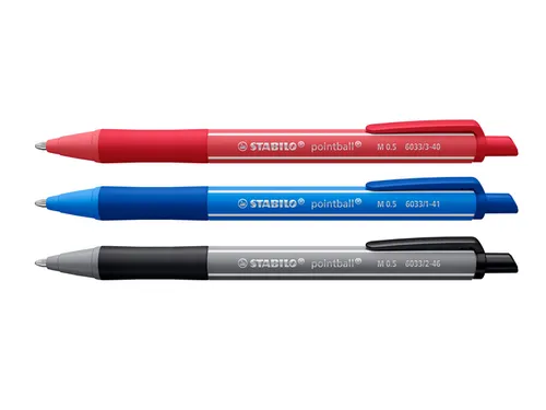 Balpen STABILO pointball colorful medium assorti blister à 3 stuks