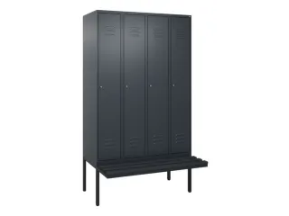 locker met bank,HxBxD 2120x1200x815mm,4vak,vak B 300mm,cil.-slot - 1