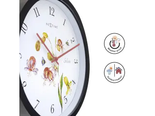 Buitenklok Nextime dia 30.5cm Silene cijfers, zwarte rand witte wijzer - 8
