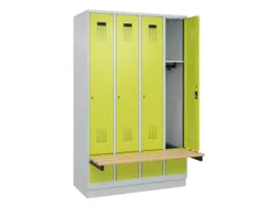 locker met bank,HxBxD 1950x1200x815mm,4vak,vak B 300mm,cilinderslot