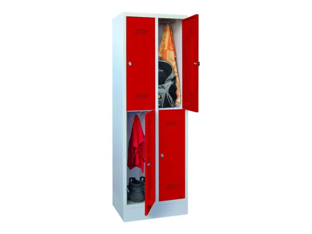 dubbeldekse locker,HxBxD 1850x600x500mm,2x2vak.,RAL7035,front RAL3000