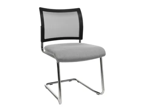 Bezoekersstoel Zitting Stof Lichtgrijs Rugleuning Netbekleding Zwart