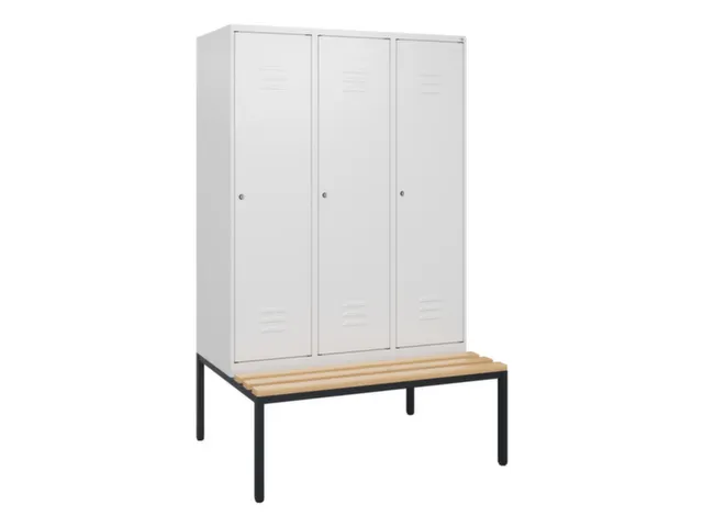 locker met bank,HxBxD 1950x1200x815mm,3vak,vak B 400mm,cil.-slot