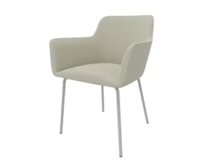 Bezoekersstoel 4Voeten Ronde Buis Verchroomd Beige - 1