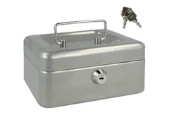 Geldkist Westcott 152x120x79mm zilver, kunststof inzet met 6 vakken