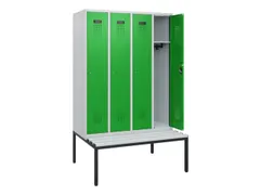 locker met bank,HxBxD 1950x1200x815mm,4vak,vak B 300mm,cilinderslot
