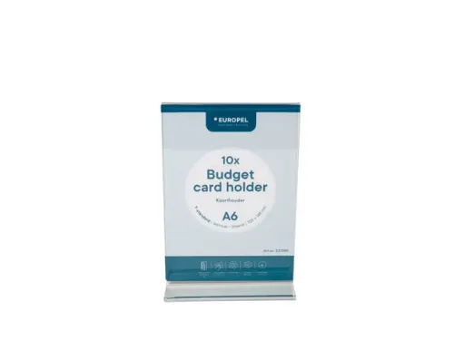 Kaarthouder Budget T-Standaard A6 1,5mm Staand Acryl set van 10 stuks
