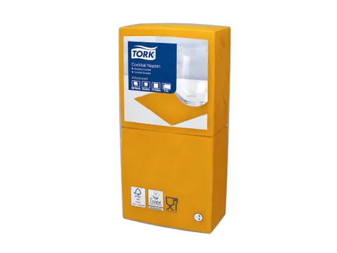 Cocktailservet Advanced 2-laags oranje 24x24cm ¼-vouw 12x200st 2400st