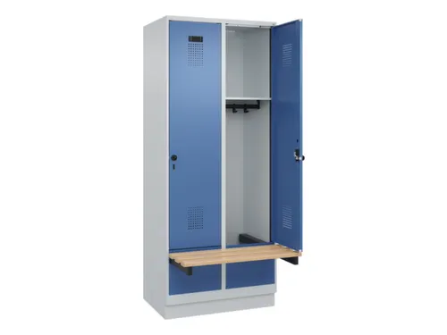 locker met bank,HxBxD 1950x800x815mm,2vak,vak B 400mm,draaigrendel