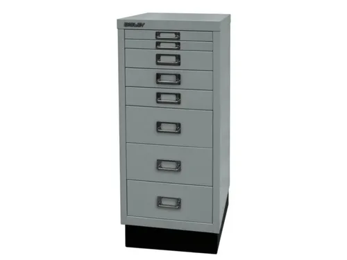 kantoor-ladekast HxBxD 670x279x380mm 8 laden romp zilverkleurig staal