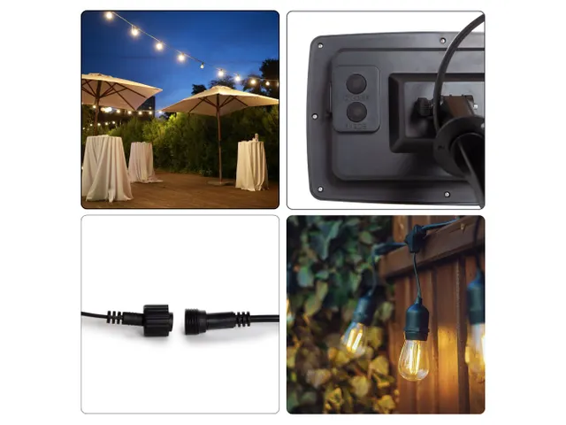 Led Lichtsnoer Solar 15 Warm Witte Lampen Zwarte Draad