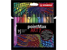 Viltstift STABILO pointMax 488/15 Arty medium assorti etui 15 stuks