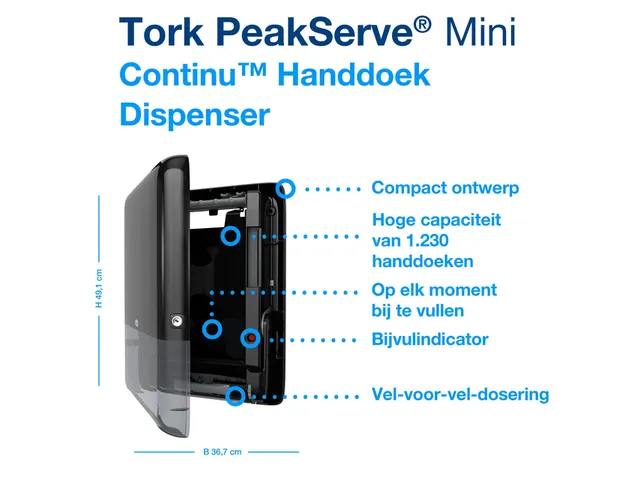 Tork 552558 H5 Elevation PeakServe Mini Continu Dispenser Zwart