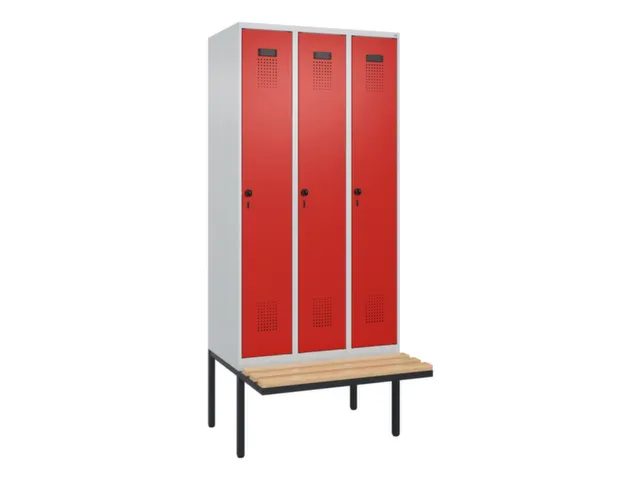 locker met bank,voor scheiding van kleding,HxBxD 2120x900x815mm,3vak