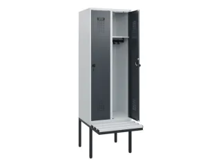 locker met bank,HxBxD 1950x600x815mm,2vak,vak B 300mm,draaigrendel - 1