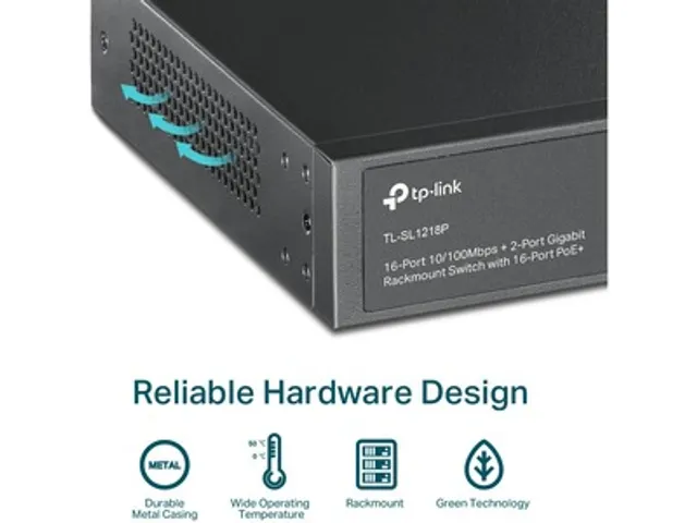 16-Poorts switch 10/100Mbps + 2-Port Gigabit Rackmount
