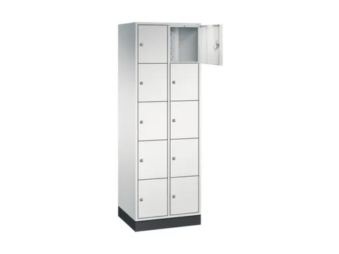 lockerkast,RAL 7035,HxBxD 1950x620x500mm,2x5vakken,cil.-slot,sokkel