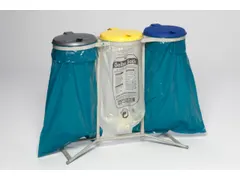 Afvalverzamelaar 120 Liter 3Voudig Staander Deksel Geel/blauw/zilver