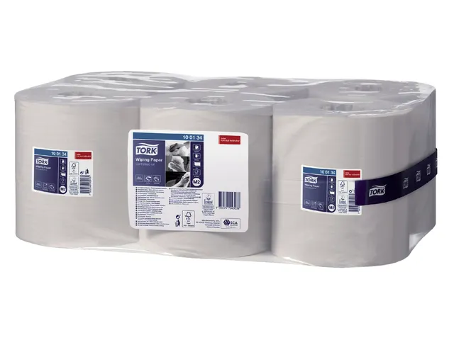Poetspapier Tork M2 1 laags 6 rollen wit 100134