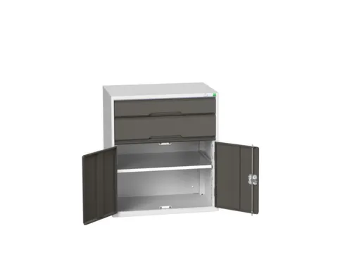 ladekast HxBxD 900x800x550mm 2laden 2deuren RAL7035 front RAL7016