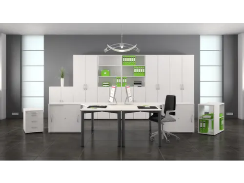 kantoorkast,HxBxD 2160x400x420mm,5xhouten vloer,6ordnerhoogte,romp wit
