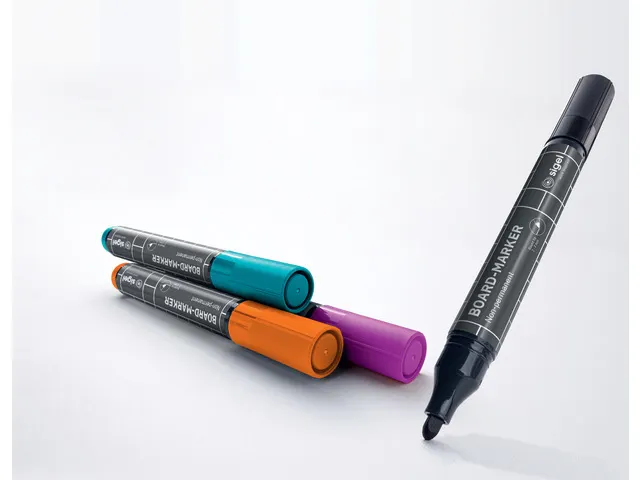 Whiteboardstift Sigel 2-3mm rond assorti zwart/cyan/magenta/oranje