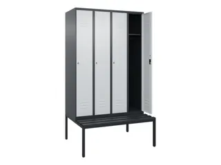 locker met bank,HxBxD 2120x1200x815mm,4vak,vak B 300mm,cil.-slot - 2