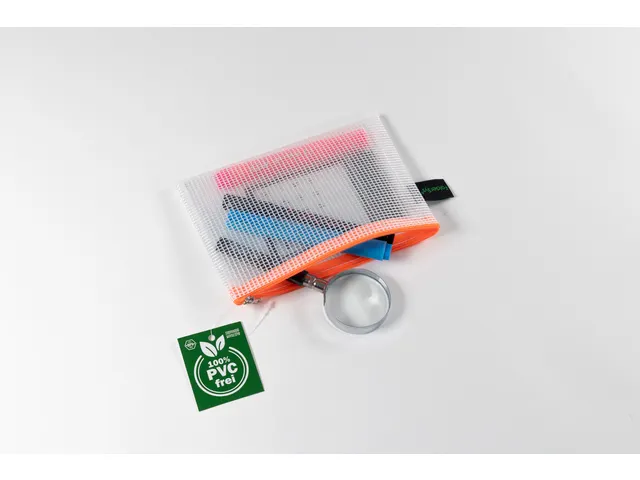 etui A6 PVC-vrij transparant met oranje ritssluiting
