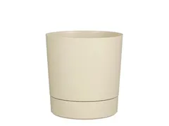 Plantenpot Mica Coco met schotel rond beige 23.5 x 22.5 cm