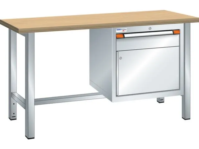 établi,HxlxP 840x2000x700mm,RAL7035,face avant RAL7035