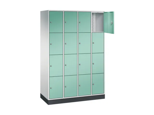lockerkast,RAL 7035/RAL 7021,HxBxD 1950x1220x500mm,4x4vakken,cil.-slot