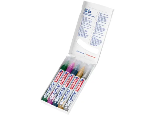 Acrylmarker edding e-5100 medium set van 5 kleuren metallic