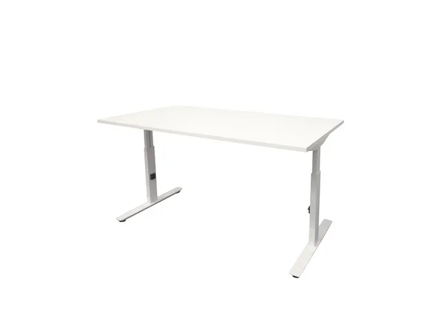 Bureau Linesto Plus Hoogte instelbaar 140x80cm Krijtwit, T-poot Wit