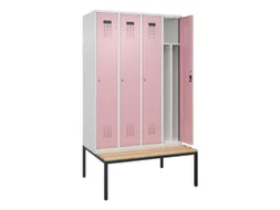 locker met bank,voor scheiding van kleding,HxBxD 2120x1200x815mm,4vak